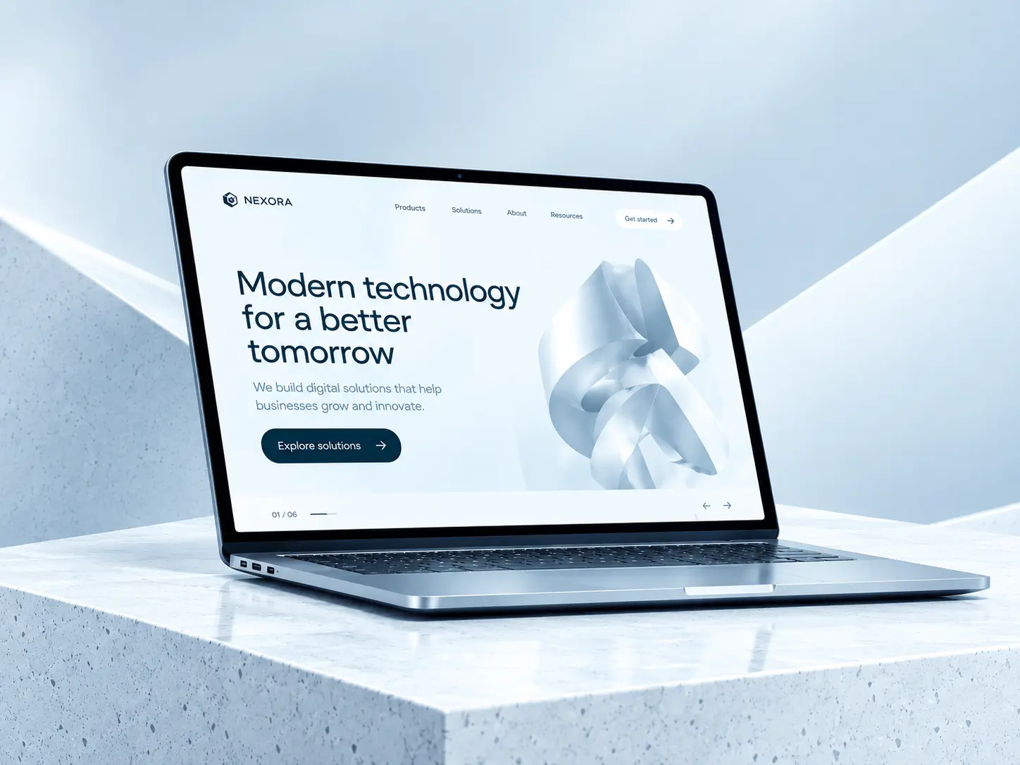 Nexora website on a laptop