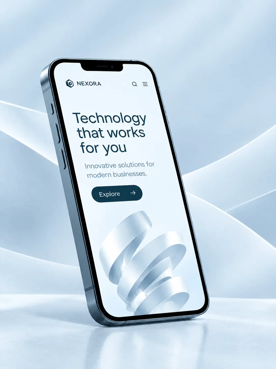 Nexora home page on a phone